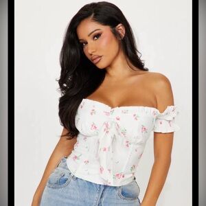 Fashion Nova White Floral Top